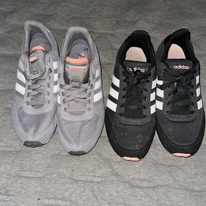 2 pairs of like new adidas sneakers
